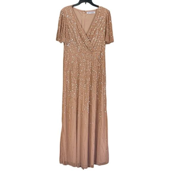 Mac Duggal NEW Size 10 Style 35109 Pink Embellished Flutter Sleeve Gown NWT - Picture 5 of 11